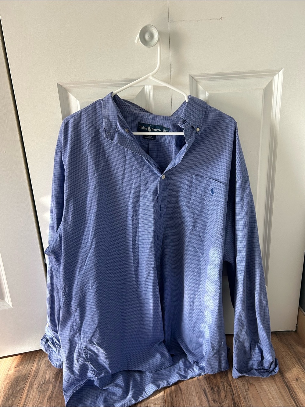 Ralph Lauren Light Blue Check Button-Up Dress Shirt